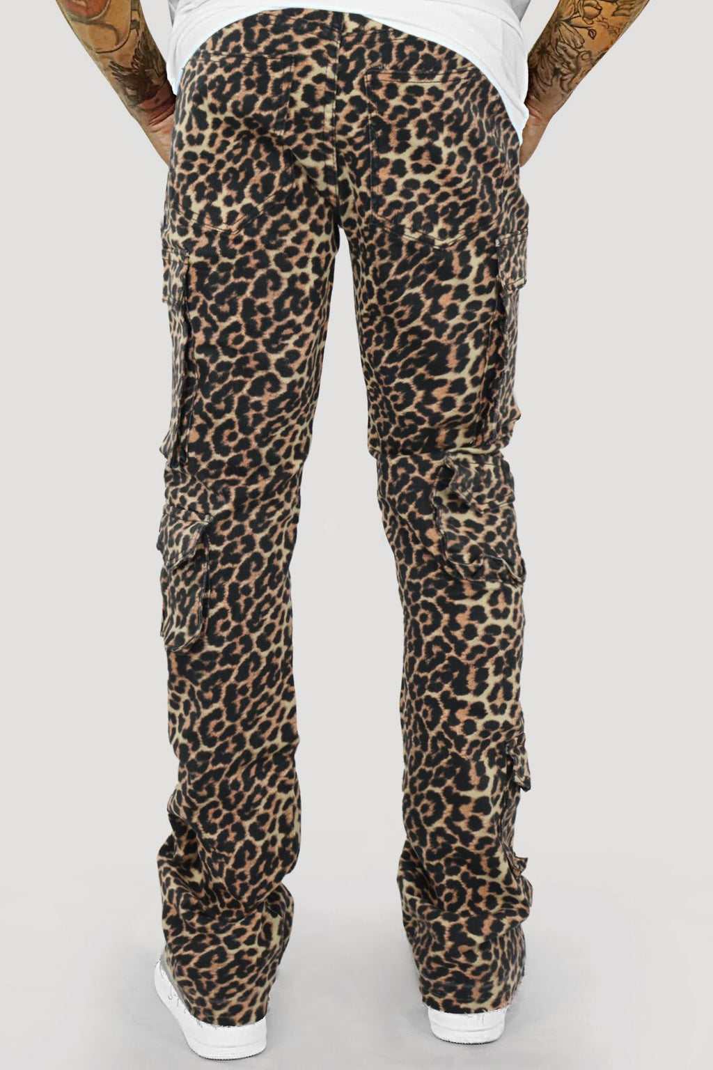 Vortex Leopard Cargo Stacked Denim (Black)