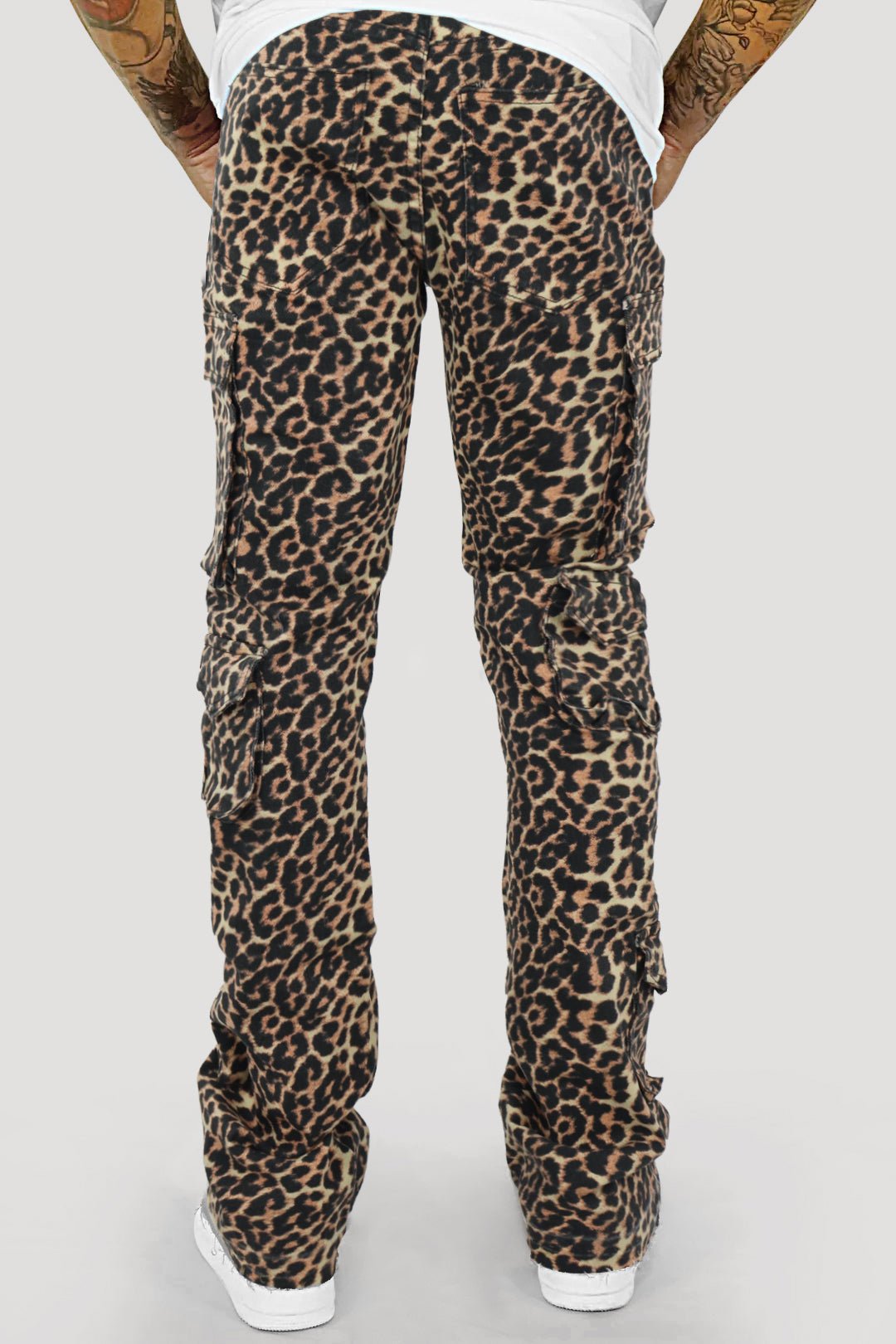 Vortex Leopard Cargo Stacked Denim (Black)