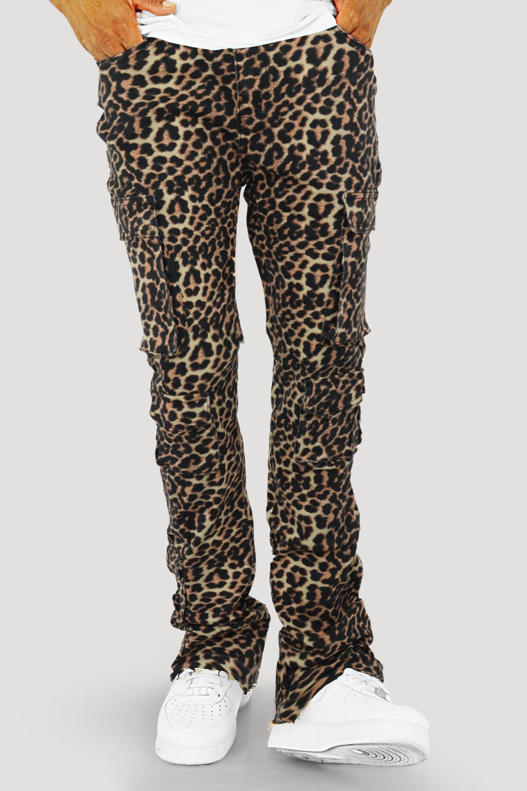 Vortex Leopard Cargo Stacked Denim (Black)