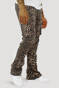 Vortex Leopard Cargo Stacked Denim (Black)